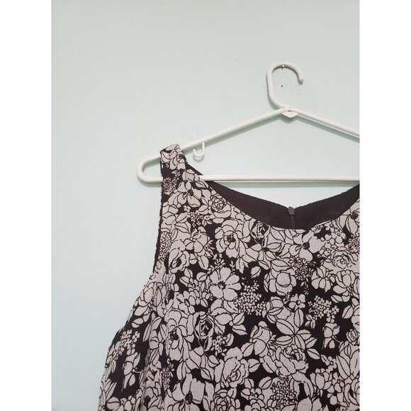 Danny & Nicole Womens 14 Sheath Dress Brown Floral Knee Length Sleeveless Ruffle - Picture 4 of 5